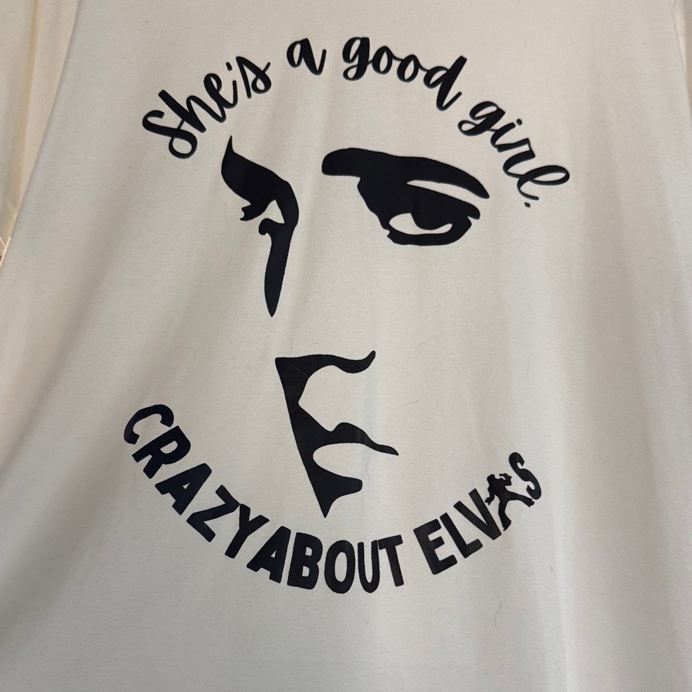 White Graphic T-Shirt with Elvis Design - Picture 3 of 4